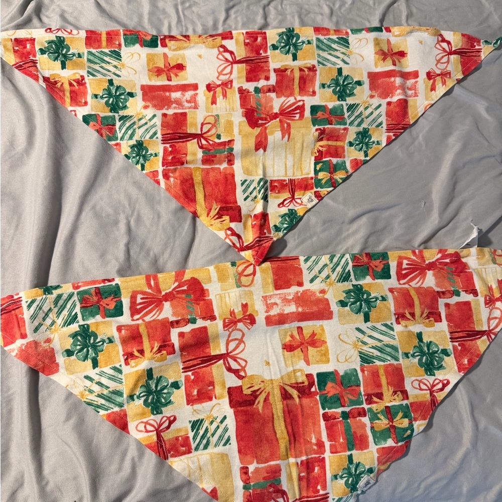 2 Burt's Bees Festive Dog Bandana - Red, Green, Yellow